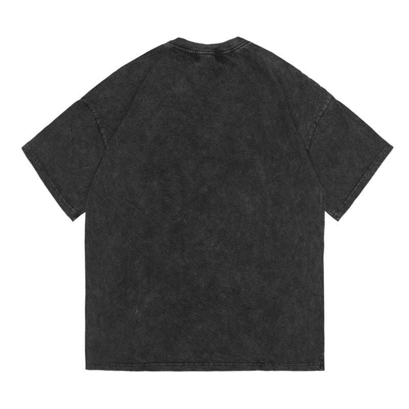 Men's T-Shirt Short-Sleeved T-shirt Men's and Women's Washed Retro