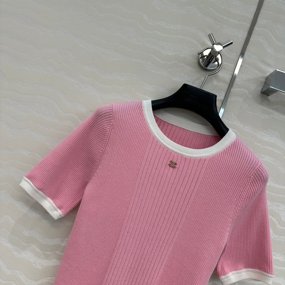 CC Knitted T-Shirt Pink Cotton