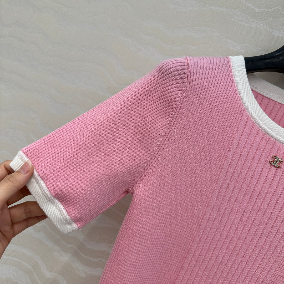 CC Knitted T-Shirt Pink Cotton