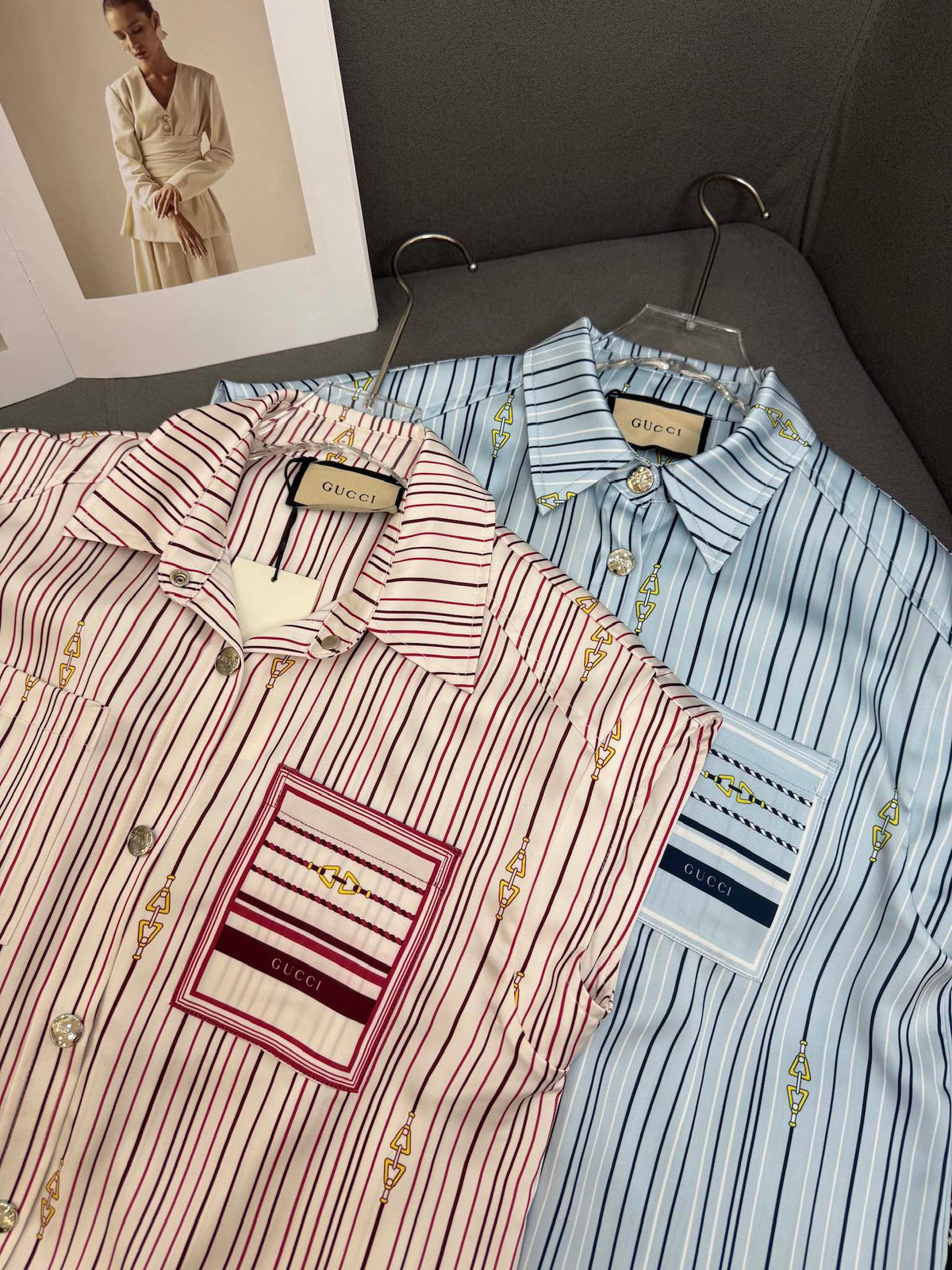 GUCC SHIRT JACKET AND SHORTS SET 25S IN ACETATE 266681