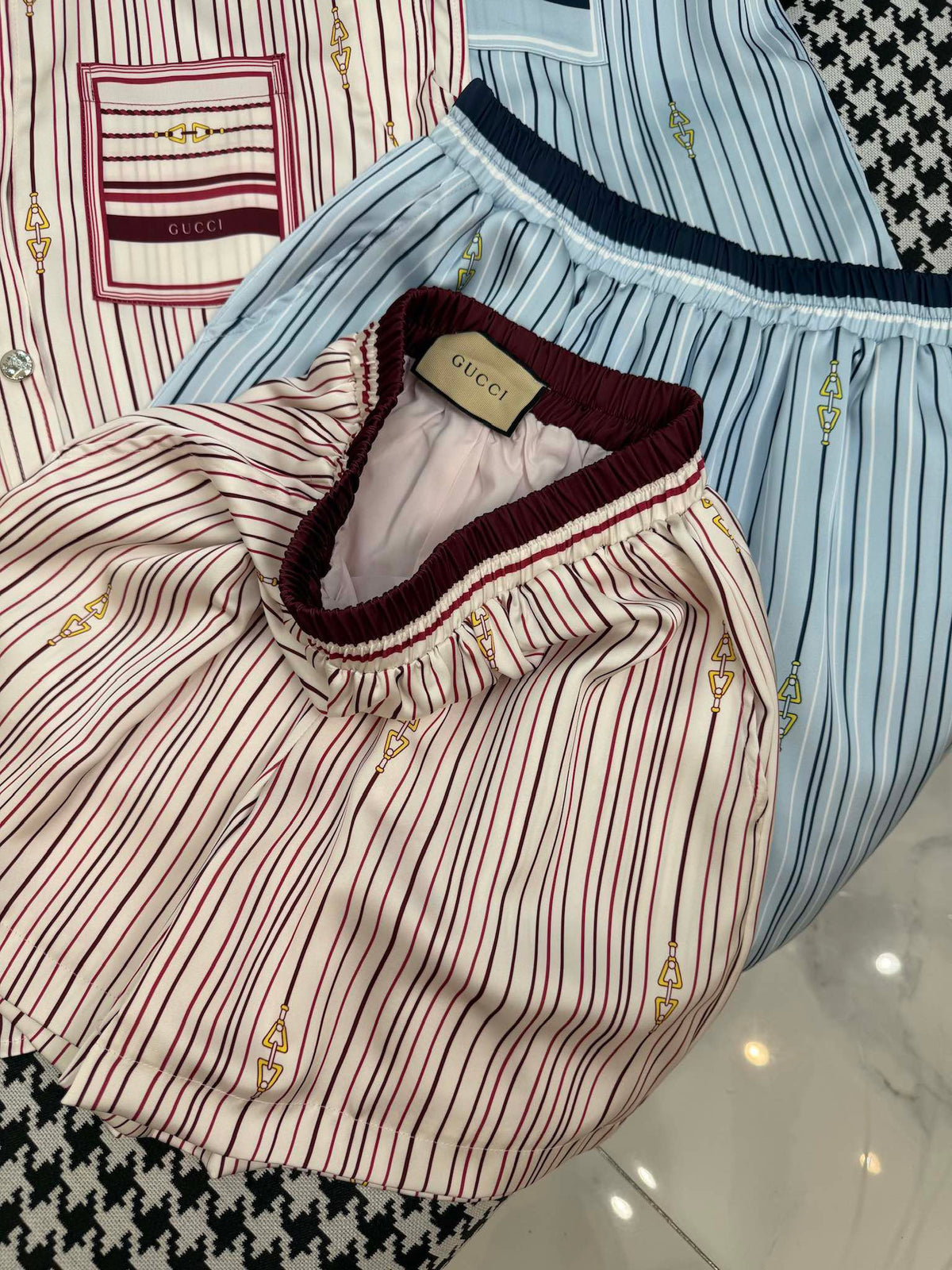 GUCC SHIRT JACKET AND SHORTS SET 25S IN ACETATE 266681