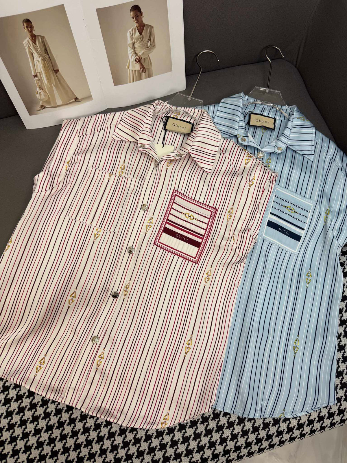 GUCC SHIRT JACKET AND SHORTS SET 25S IN ACETATE 266681