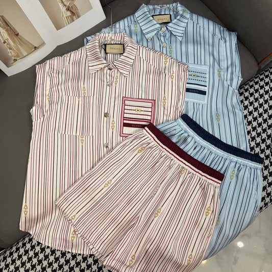 GUCC SHIRT JACKET AND SHORTS SET 25S IN ACETATE 266681