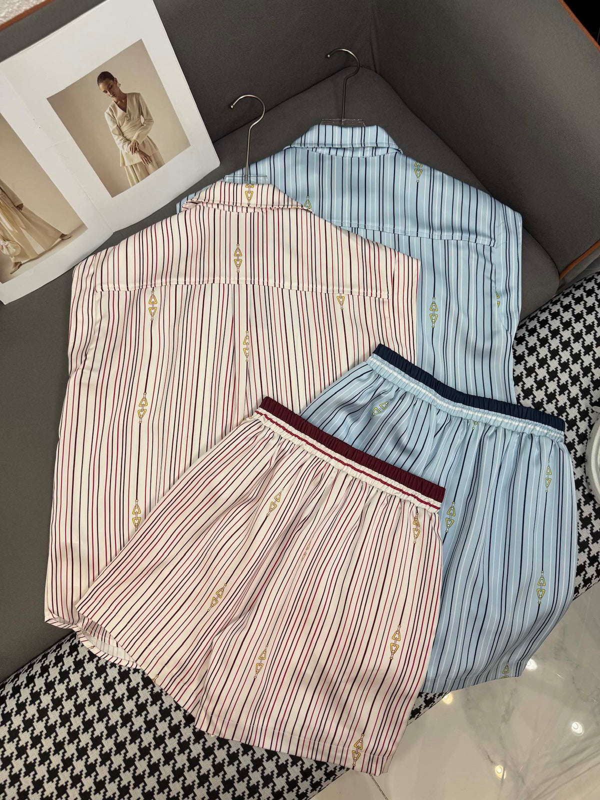 GUCC SHIRT JACKET AND SHORTS SET 25S IN ACETATE 266681