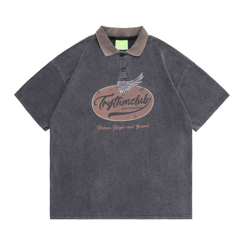 Men T-shirt Retro Alphabet Short Sleeve T-shirt for Men and Women