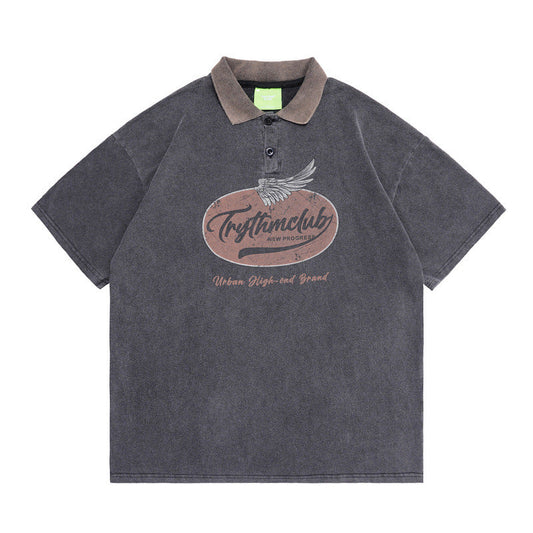 Men T-shirt Retro Alphabet Short Sleeve T-shirt for Men and Women