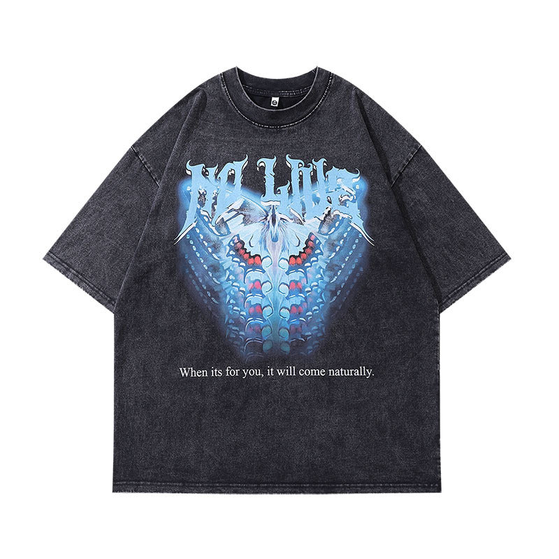 Men's T-Shirt T-shirt Men's and Women's Retro Wash Short Sleeve