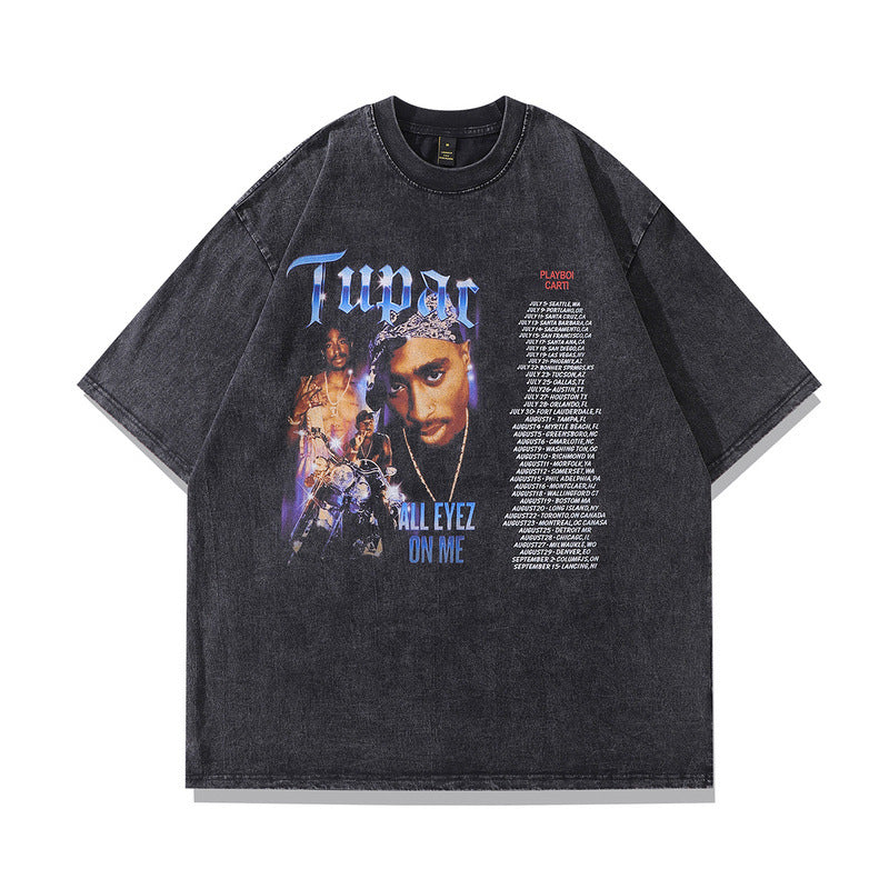 Men T-Shirt Short-Sleeved T-shirt Men Hip Hop Retro Loose