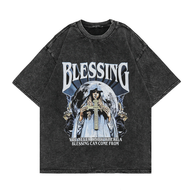 Men's T-Shirt Printed Short-Sleeved T-shirt Men's and Women's Casual Loose