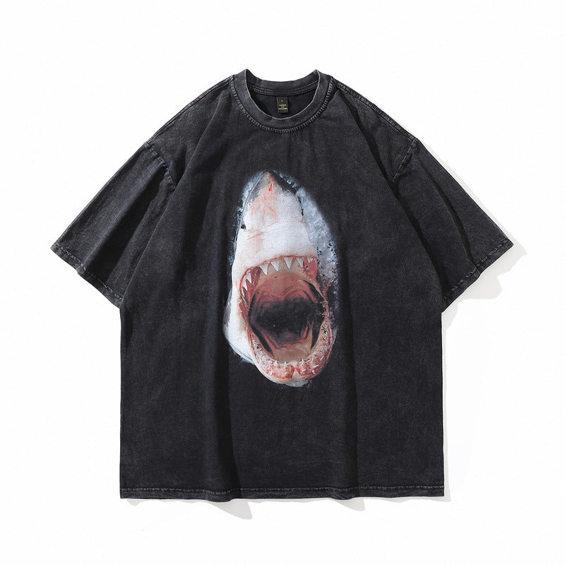 Men's T-Shirt Short-Sleeved T-shirt Men's and Women's Retro Loose Top