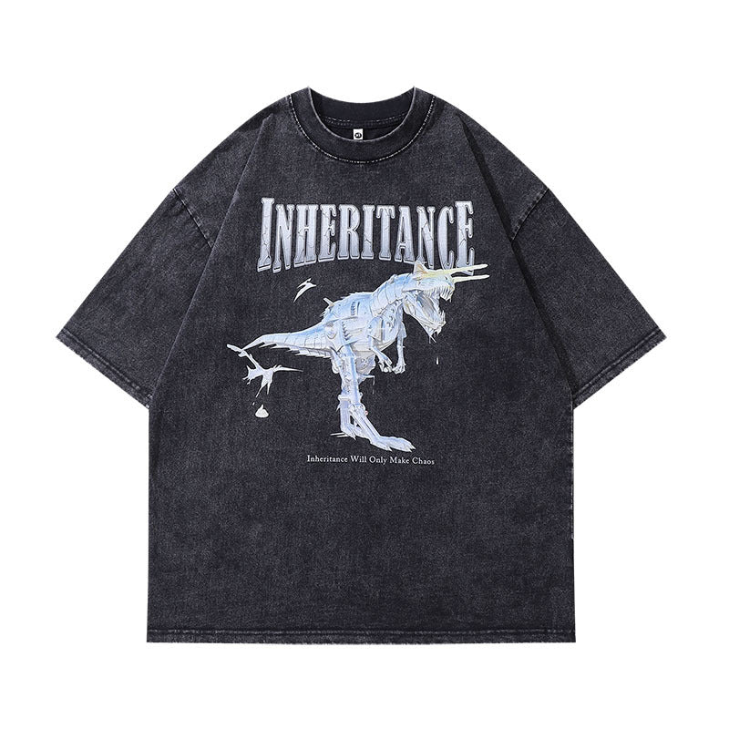 Men's T-Shirt T-shirt Men's and Women's Retro Wash Short Sleeve