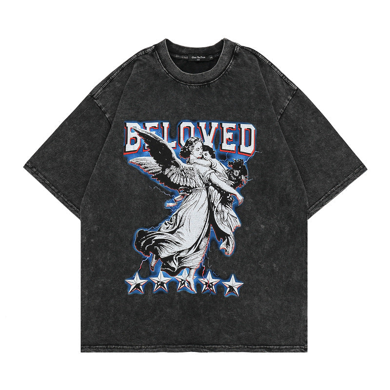 Men's T-Shirt Printed Short-Sleeved T-shirt Men's and Women's Casual Loose