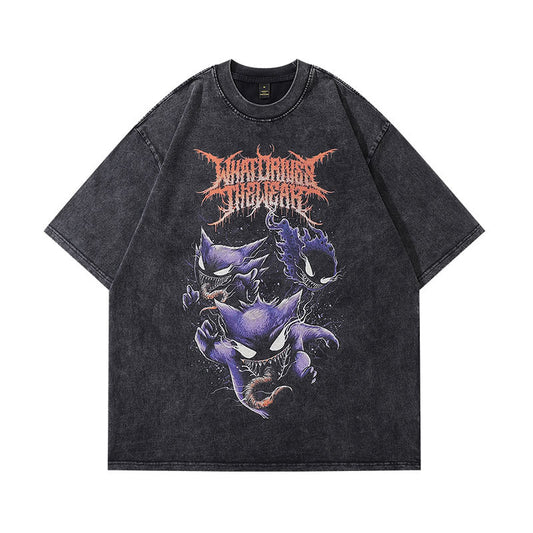 Men T-shirt Hip Hop Retro Heavy Half Sleeve Tee