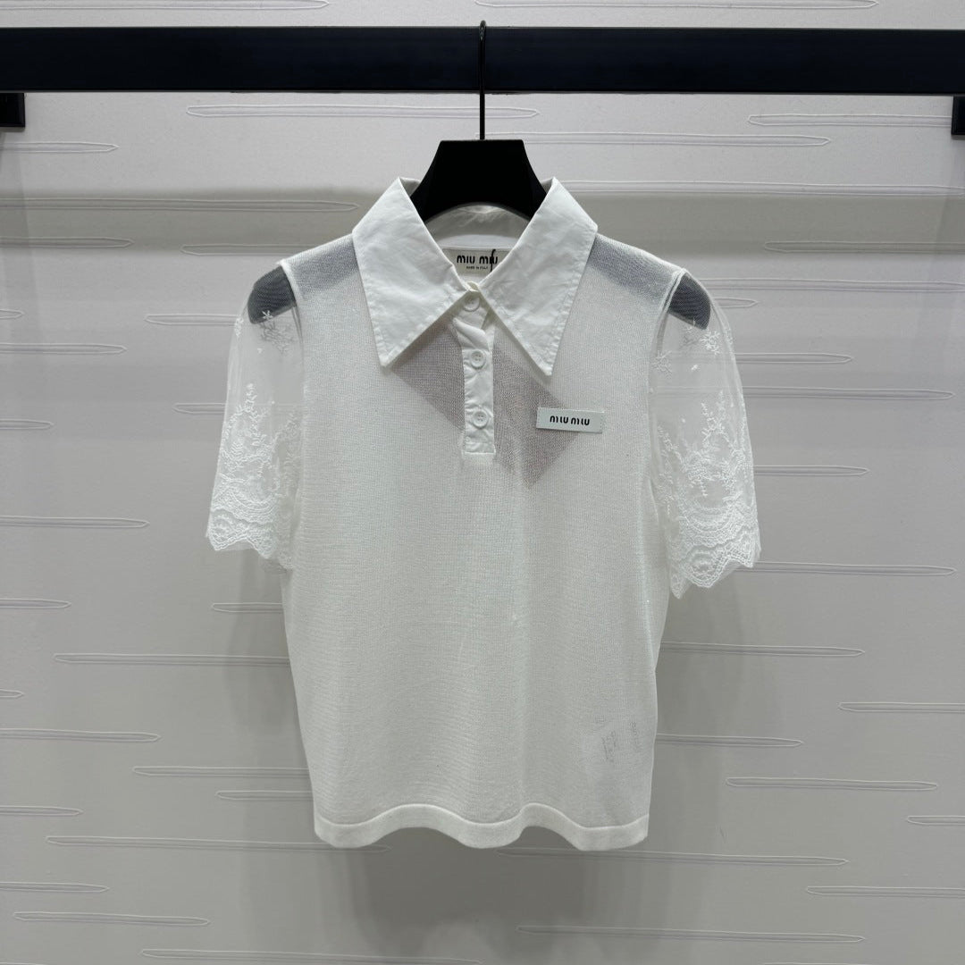 MIU 25SSEE THROUGH COLLAR SHIRT 264111