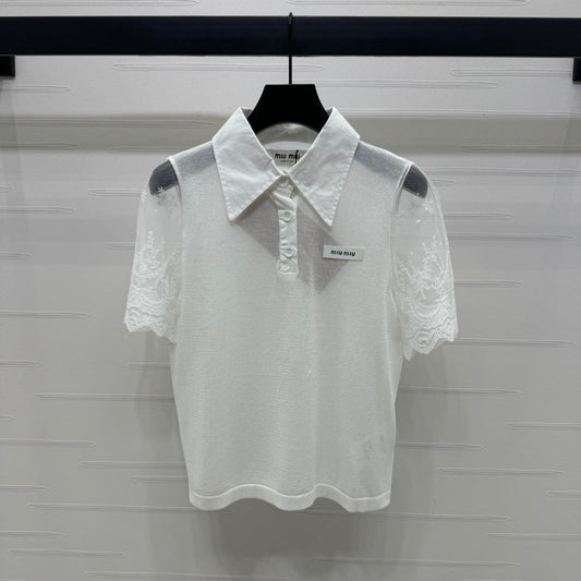 MIU 25SSEE THROUGH COLLAR SHIRT 264111