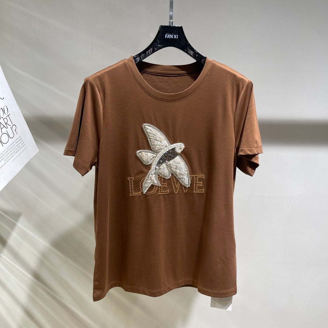 Loewe 25 Three-dimensional Beaded T-shirt Cotton