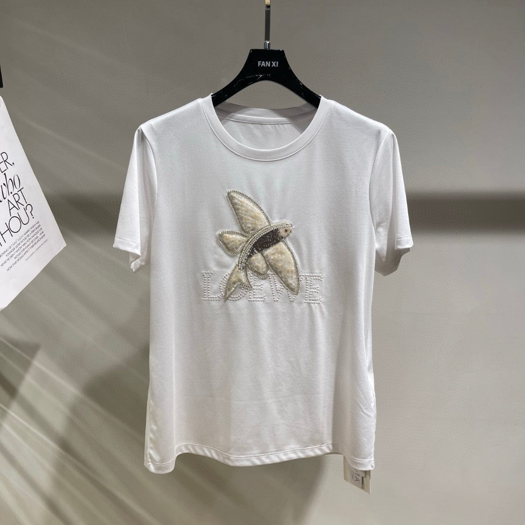 Loewe 25 Three-dimensional Beaded T-shirt Cotton