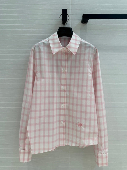 Loewe Plaid Shirt Pink Cotton