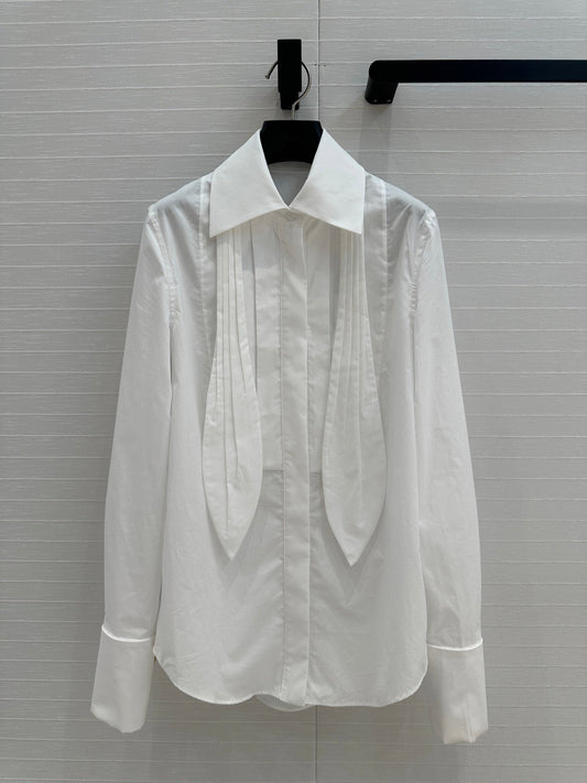 Loewe 25 Pleated Flower Knot Shirt White Cotton