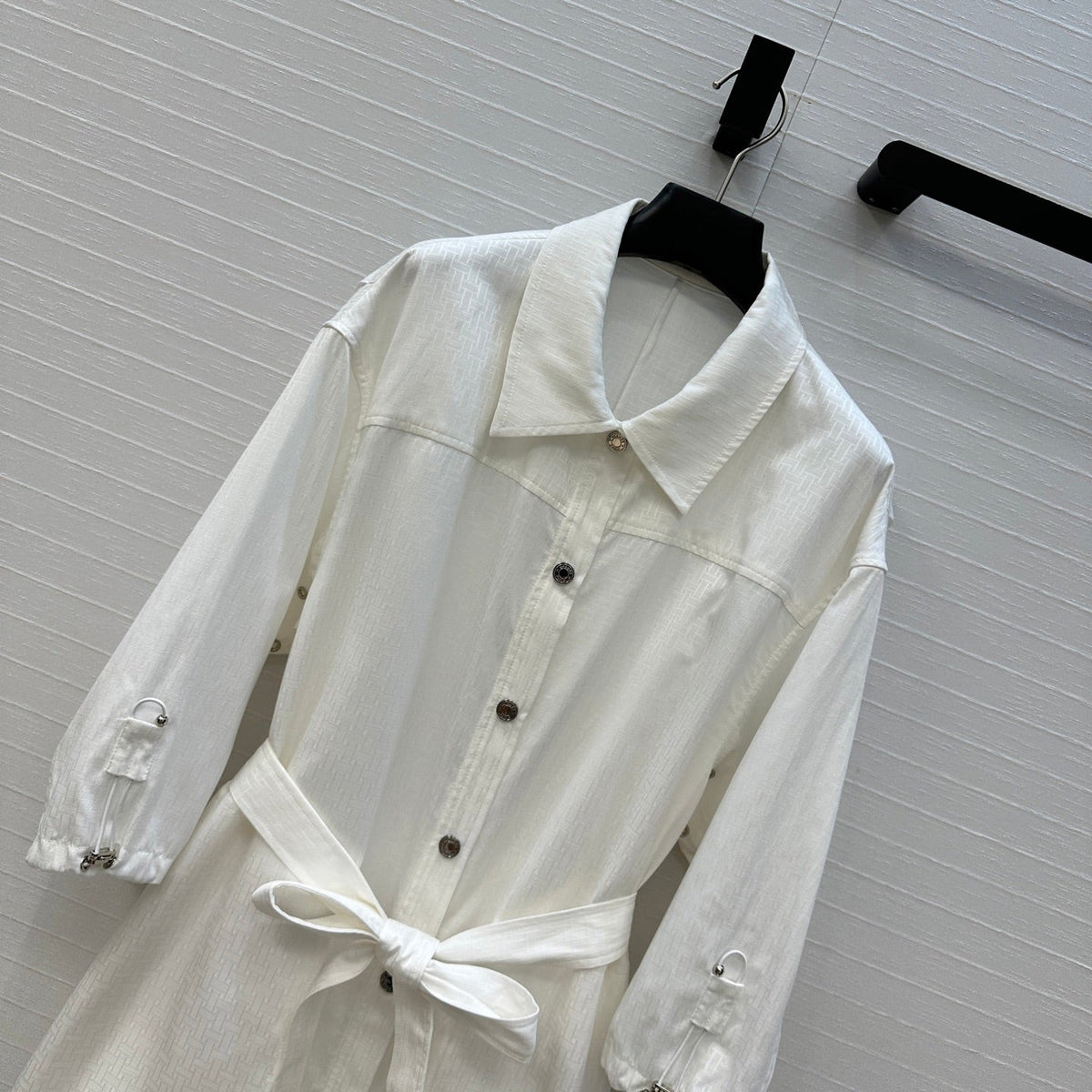 HERMES JACQUARD SHIRT DRESS WITH TIE NECK 276149