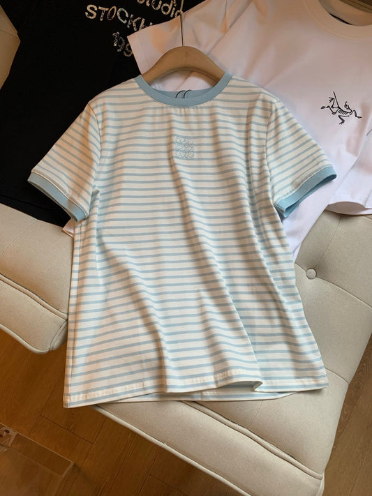 Loewe Short Sleeved T-shirt White mix Blue Cotton