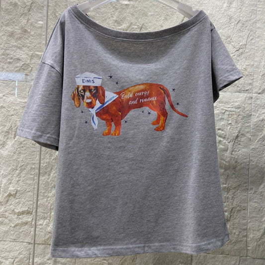 DACHSHUND PRINT T SHIRT 25S IN COTTON 266131