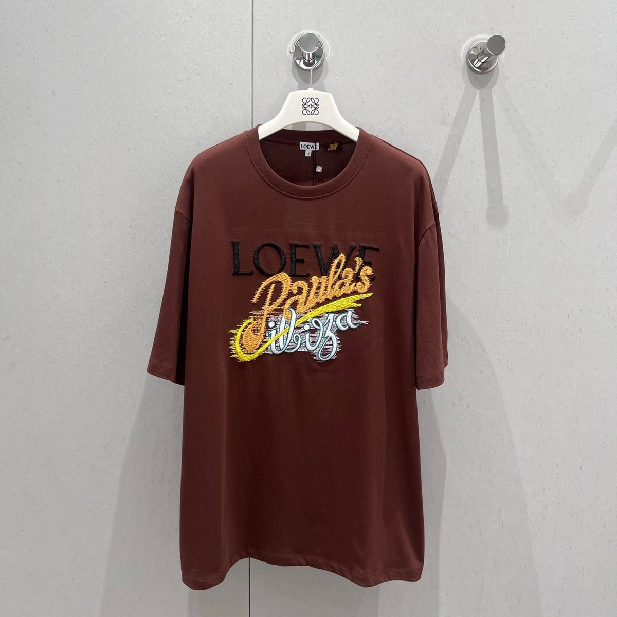 Loewe 25 Round Neck Short-sleeved T-shirt Brown Polyester Fiber 218147