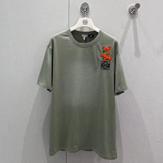 Loewe 25 Embroidered Short-sleeved T-shirt Green Acrylic Wool 220865