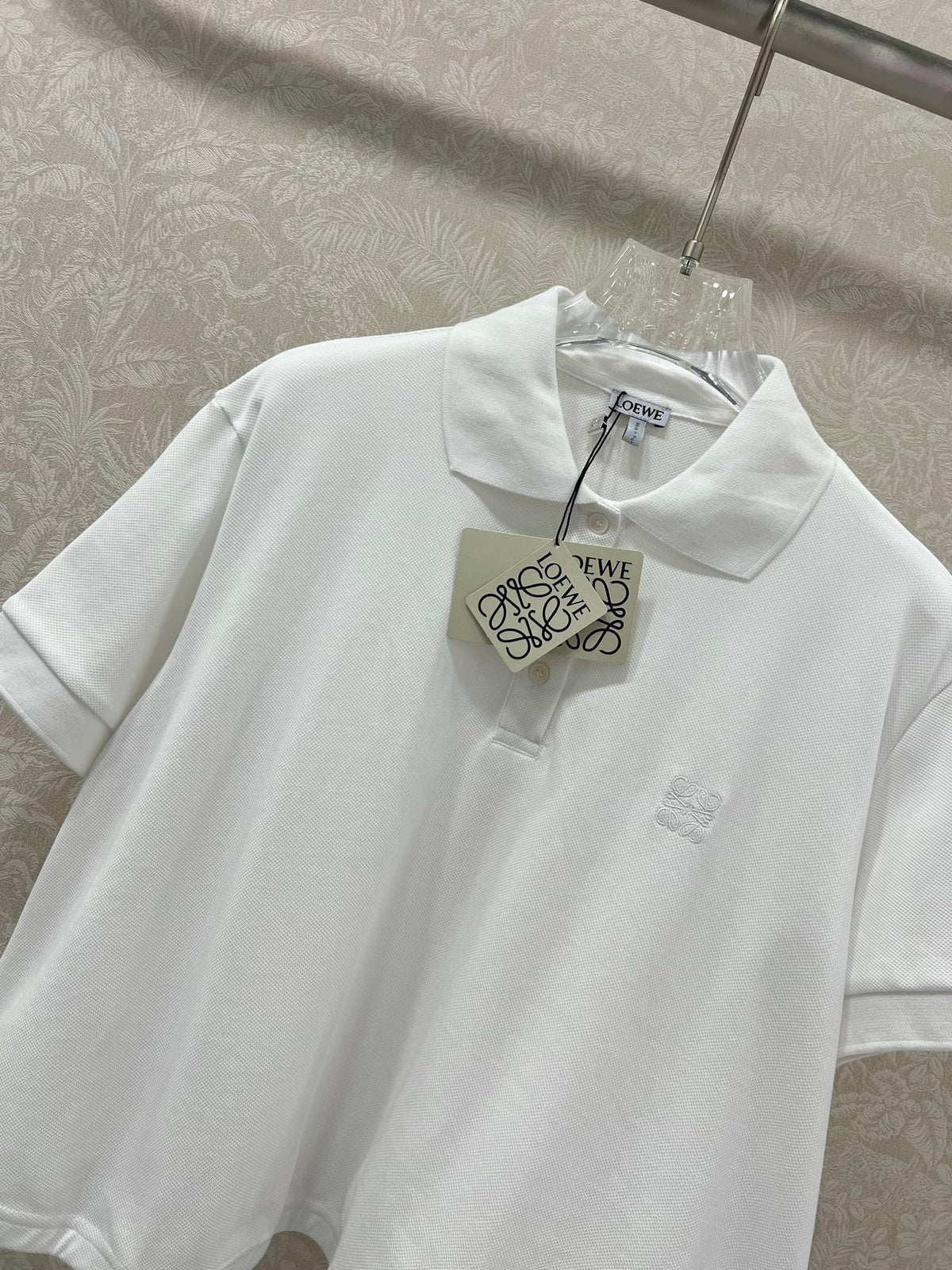 LOEWE OVERSIZED CROPPED POLO SHIRT WITH EMBROIDERED LOGO IN WHITE