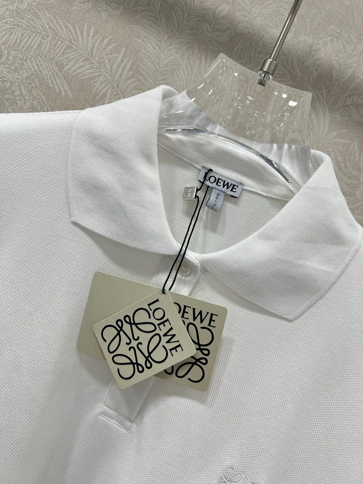 LOEWE OVERSIZED CROPPED POLO SHIRT WITH EMBROIDERED LOGO IN WHITE