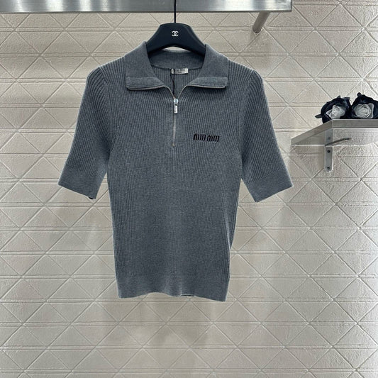 MIUMIU SHORT-SLEEVE KNIT POLO SHIRT STYLE 99