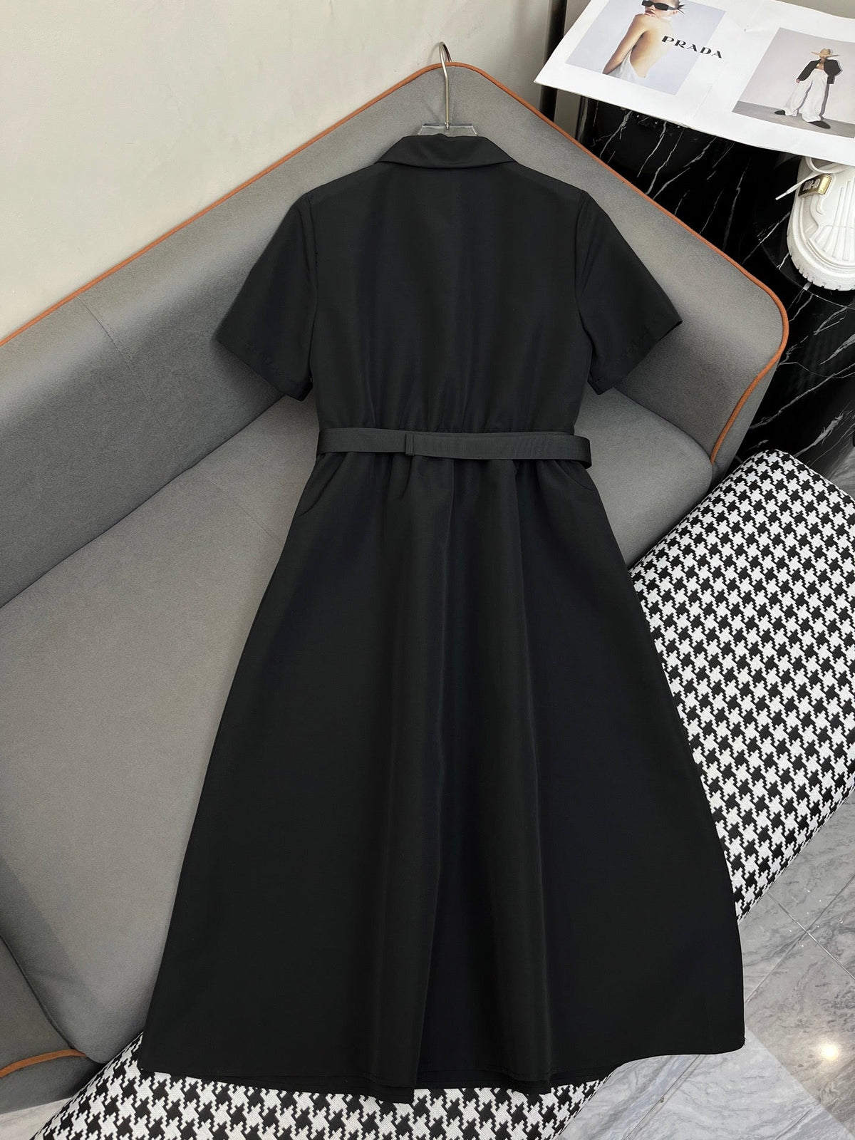 SHIRT DRESS WITH ZIP-UP COLLAR AND BELT