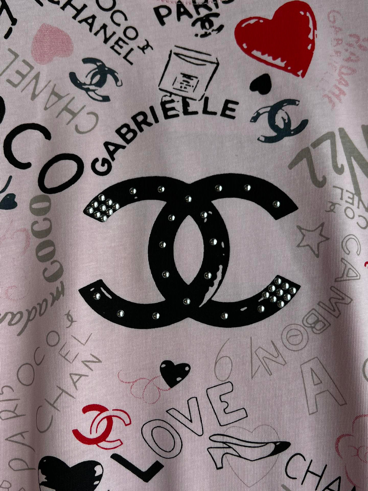 CHANEL PINK LOGO PRINT T-SHIRT