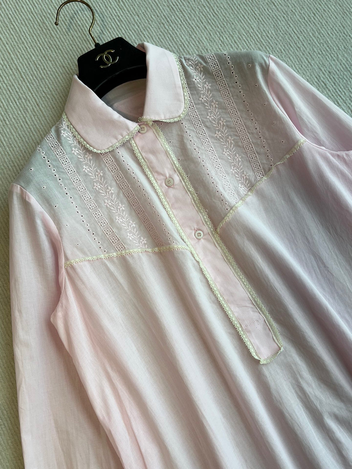 PRADA PINK EMBROIDERED LONG SHIRT