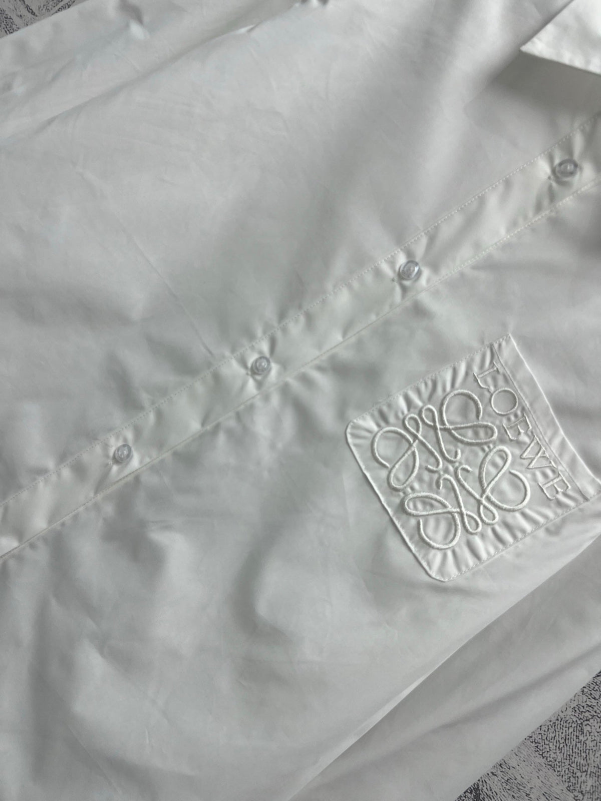 Loewe Logo Embroidered Shirt White Cotton