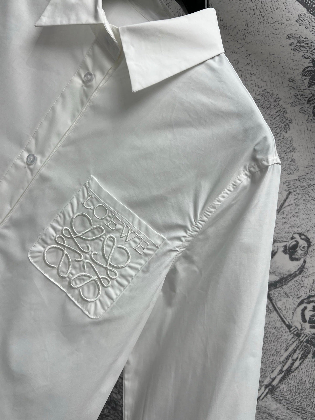 Loewe Logo Embroidered Shirt White Cotton