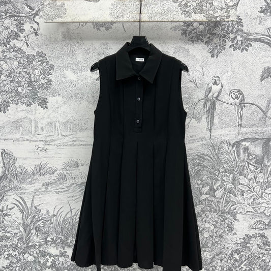 Loewe 25 Sleeveless Pleated Shirt Black Polyester Fiber
