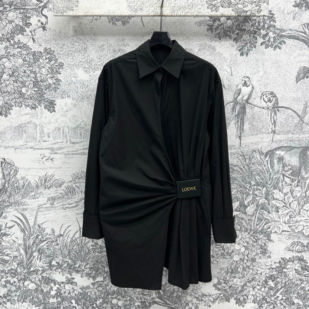 Loewe 25 Wrinkled Lace-up Shirt Black Cotton